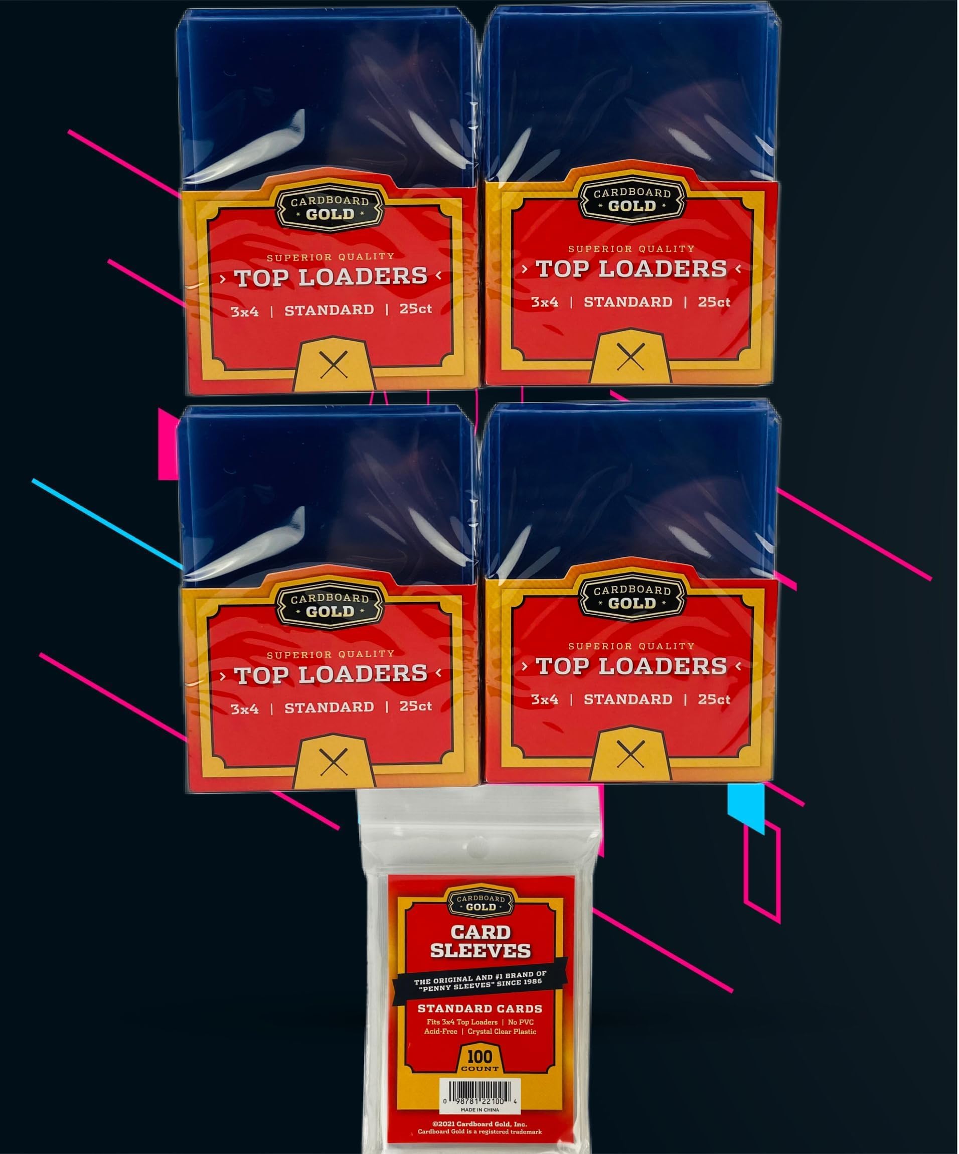 Cardboard Gold Top Loaders for Cards 200 Count Premium