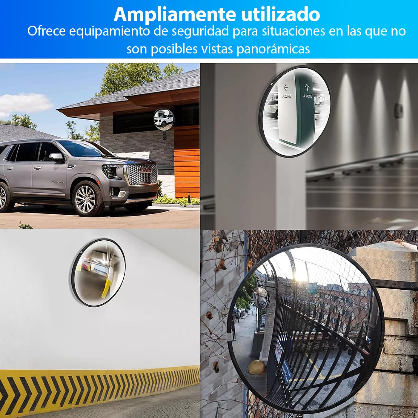 Espejo convexo negro de 60 cm – Espejo de tráfico ajustable para interior y exterior – Espejo acrílico gran angular para garaje, entrada, calle, almacén y oficina (60 cm negro)