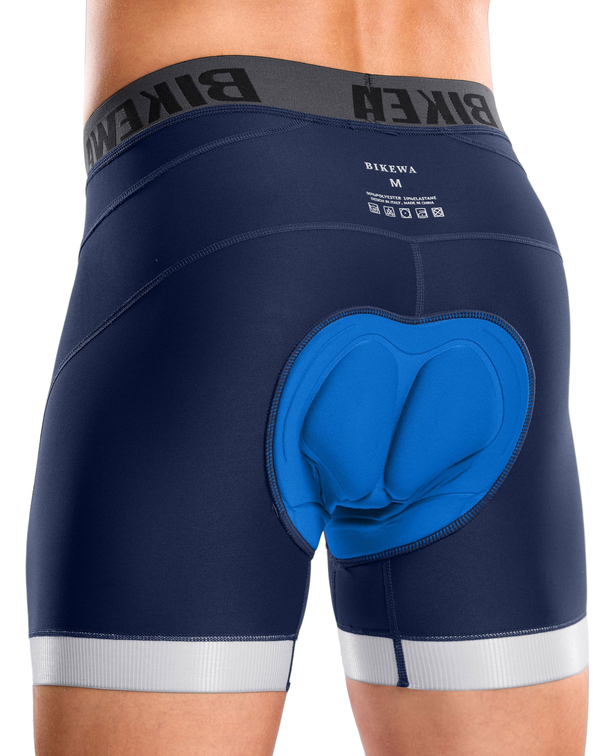 Bikewa Men's Cycling Underwear with Anti-Slip Leg Grips 4D Padded Bike Shorts MTB Liner for Bicycle Biking Riding