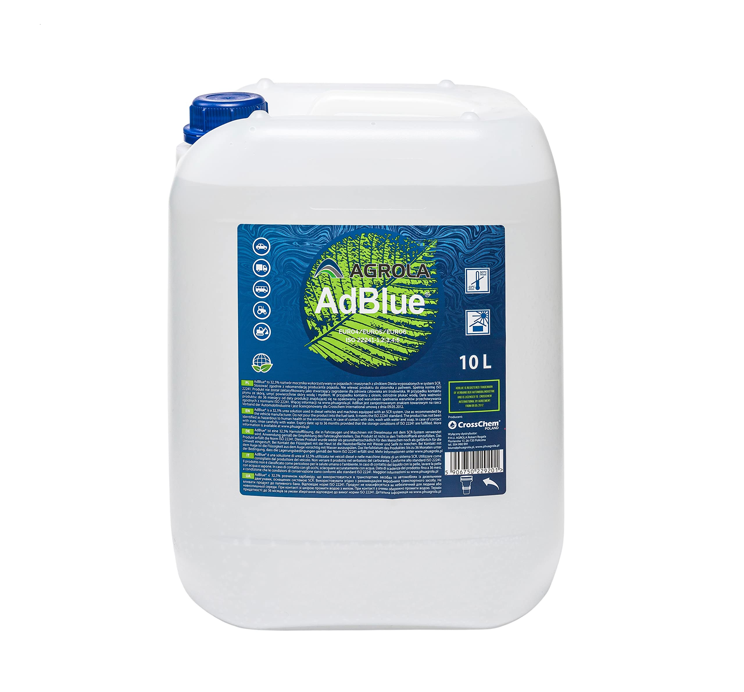 2X AGROLA AdBlue inkl. Füllschlauch 10 L + 2 Paar Einweg Nitril-Handschuhe
