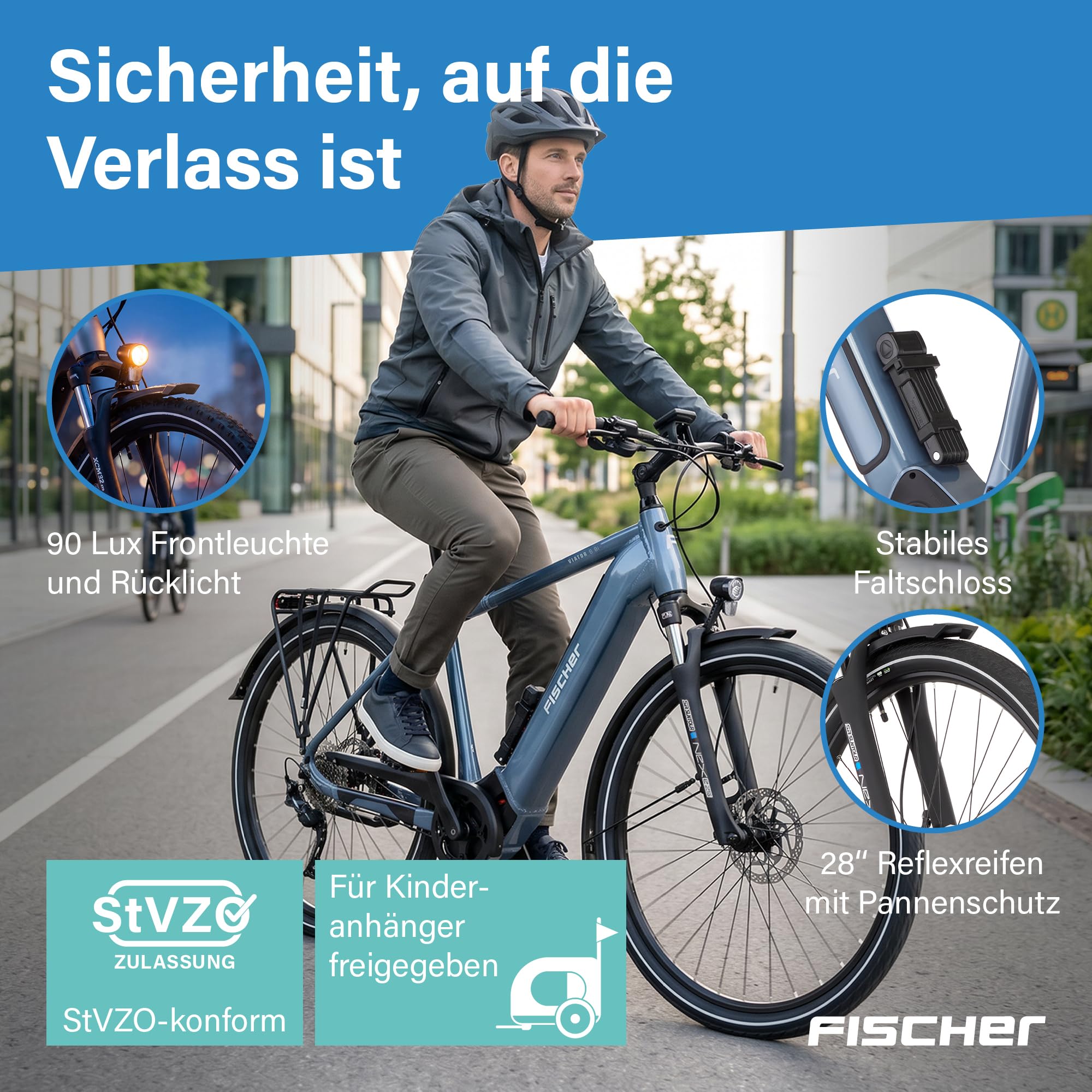 Fischer E-Bike Trekking VIATOR 6.8i Ultimate Elektrofahrrad für Damen und Herren, RH 55, Mittelmotor 90 Nm, 36 V Akku