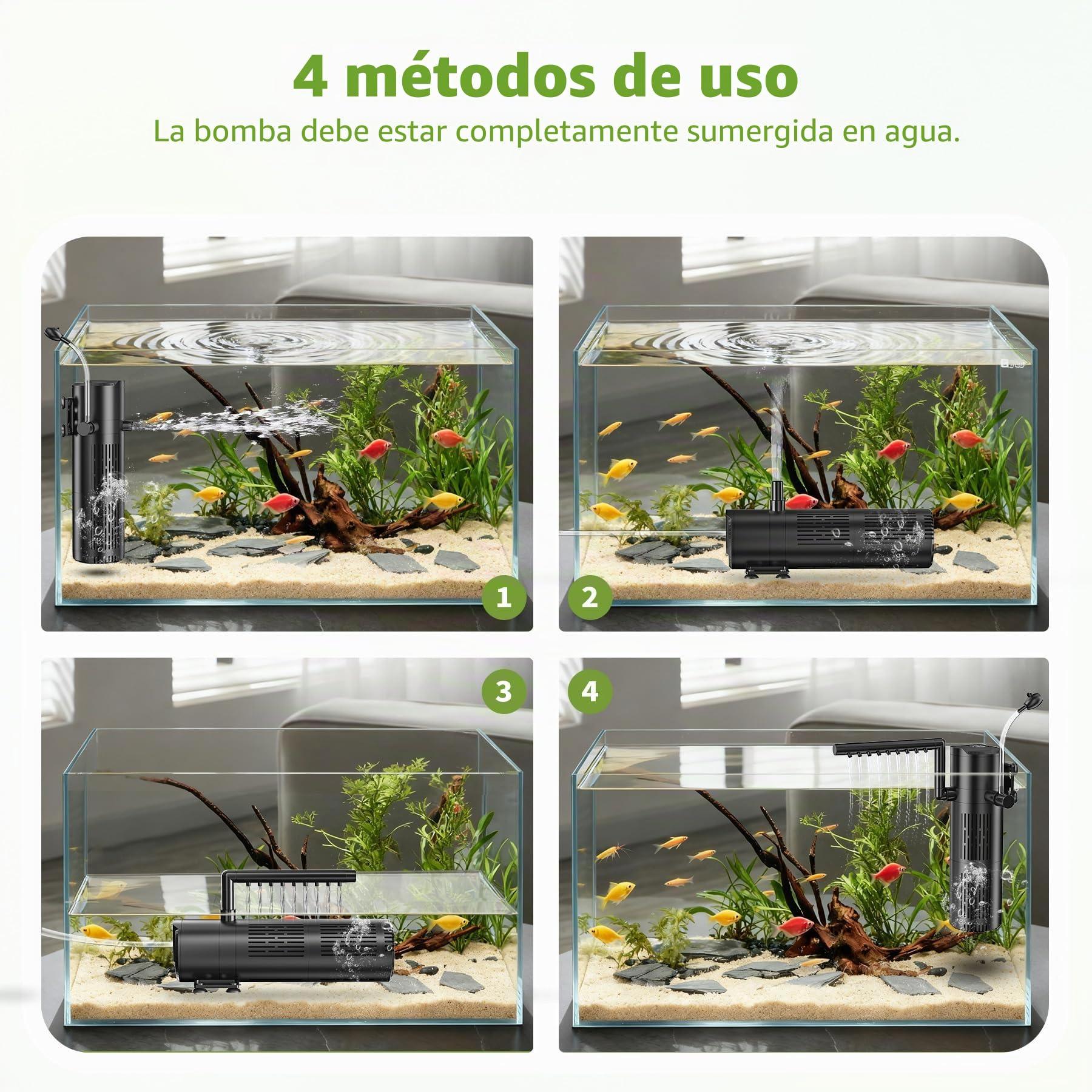 Forever Speed Filtro Acuario Interno con lámpara UVC 6W y Filtro pecera 5 en 1, para acuarios de 40L a 100L (500L/H)