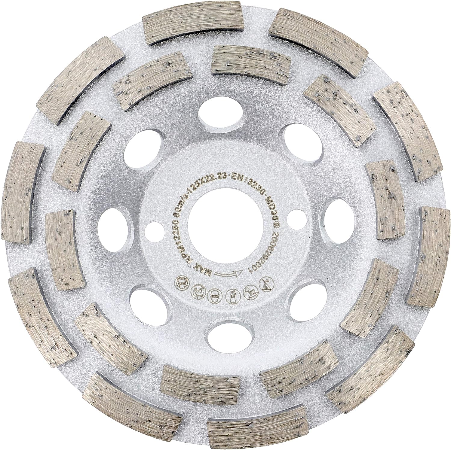 PRODIAMANT cofano di aspirazione mola a tazza 125mm per smerigliatrice angolare con disco diamantato da 125 mm in set