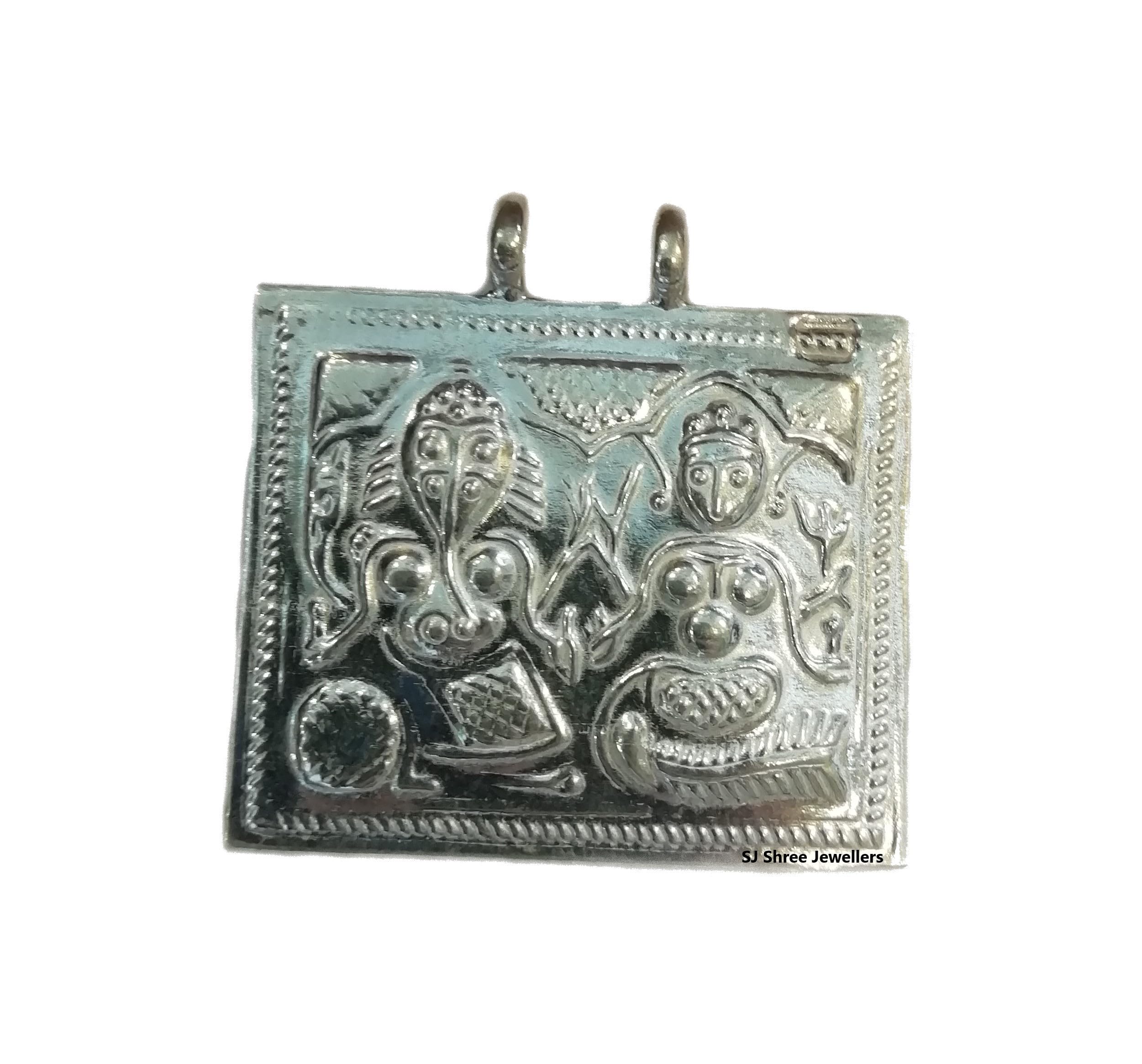 SJ Shree Jewellers Silver Chauth Bindayak Pendant Locket For Karwa Chauth Pooja 3.5 x 3.8 cm