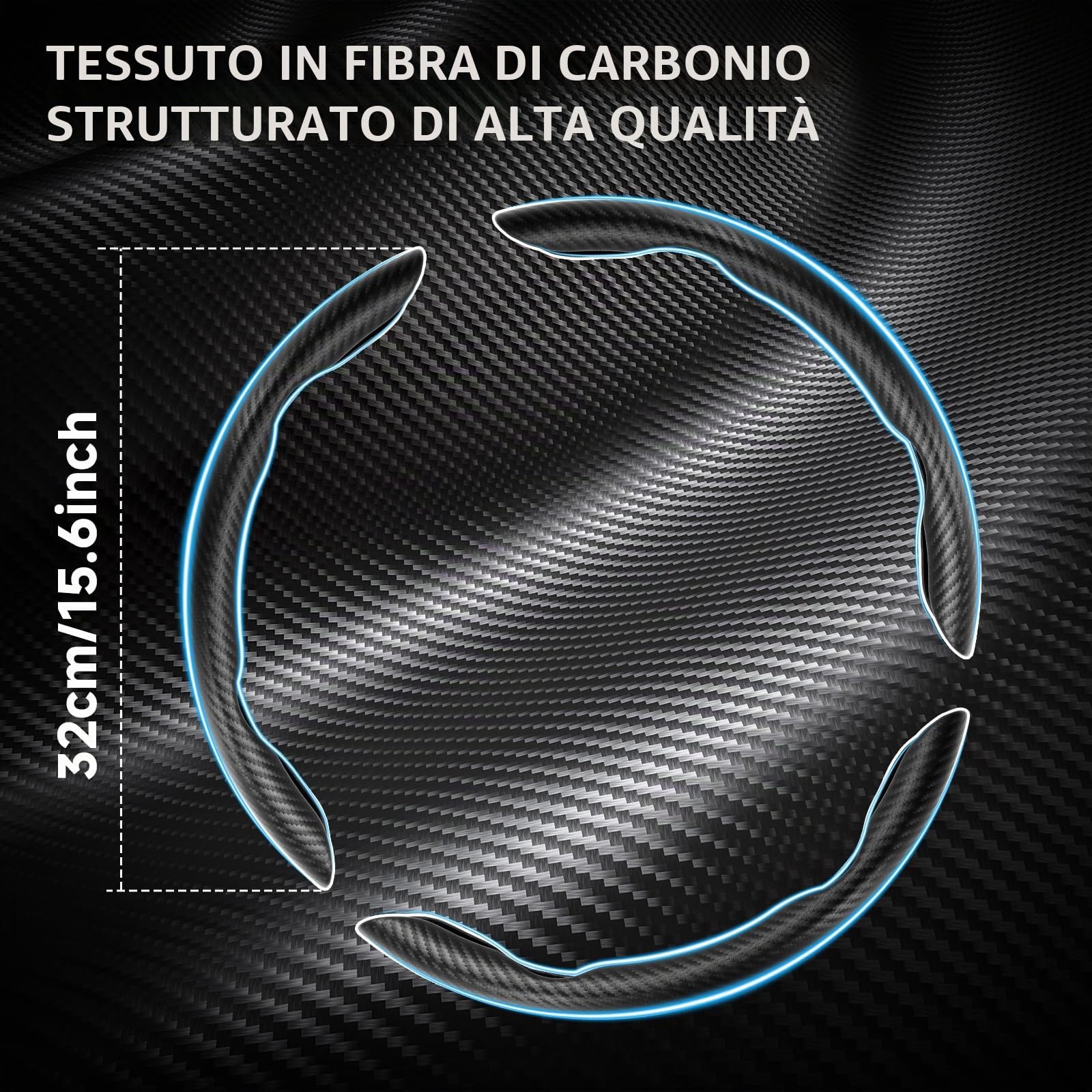 EINESIN 3x Coprivolante in Fibra di Carbonio Antiscivolo, Design Segmentato a Farfalla, Universale per il 99% delle Auto, Protezione e Rivestimento