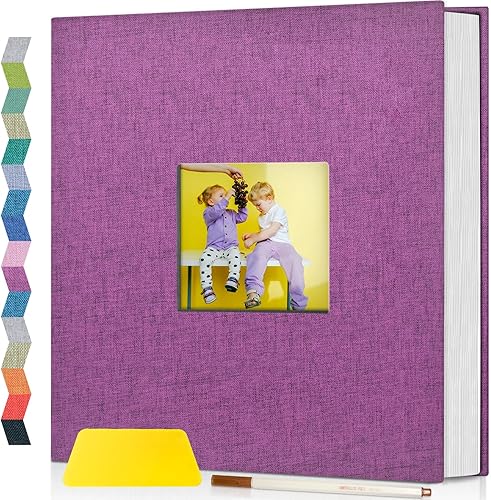 popotop Álbum de fotos autoadhesivo con ventana de visualización de imágenes, 60 páginas, kit de suministros para álbumes de recortes para fotos de
