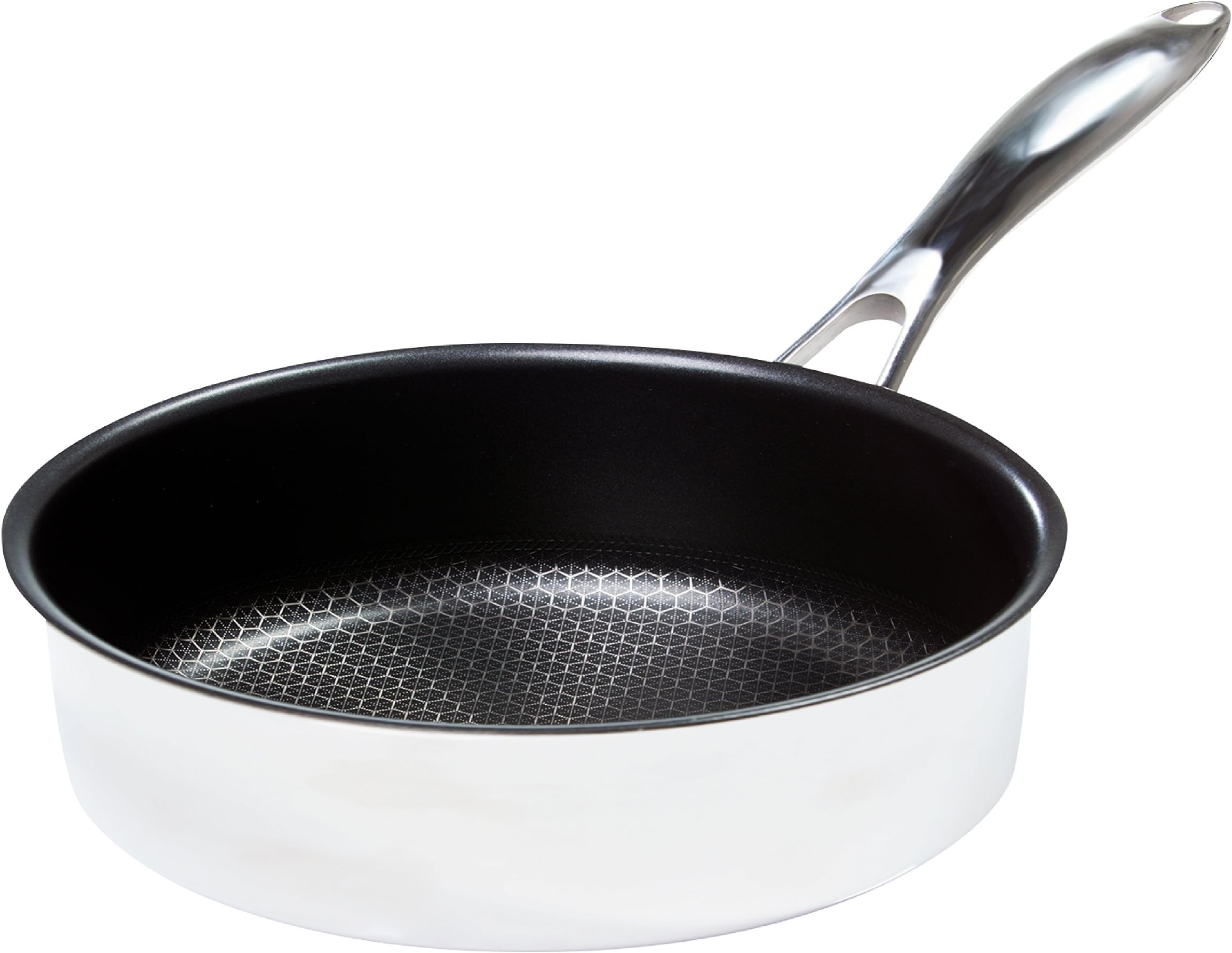 Frieling Black Cube Hybrid Stainless/Nonstick Cookware Saute Pan with Lid, 12-1/2", Silver