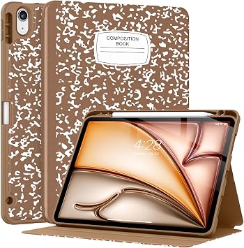 Case for iPad Air 11 Inch & iPad Air 5th/4th Generation 10.9 Inch | Premium Folio Stand Soft TPU Back Cover with Pencil Holder,Auto Wake/Sleep,Fits iPad Air 11 inch M4/M3/M2,Book Bronze