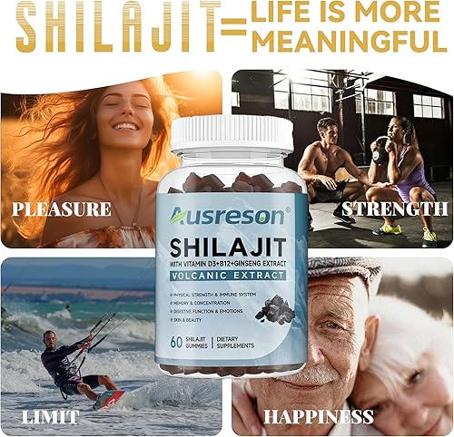 Miniatura 9 de Shilajit Gummies - Manera prémium de equilibrar las hormonas, aumentar la energía celular y vencer la fatiga, suministro para 30 días, sin gluten,