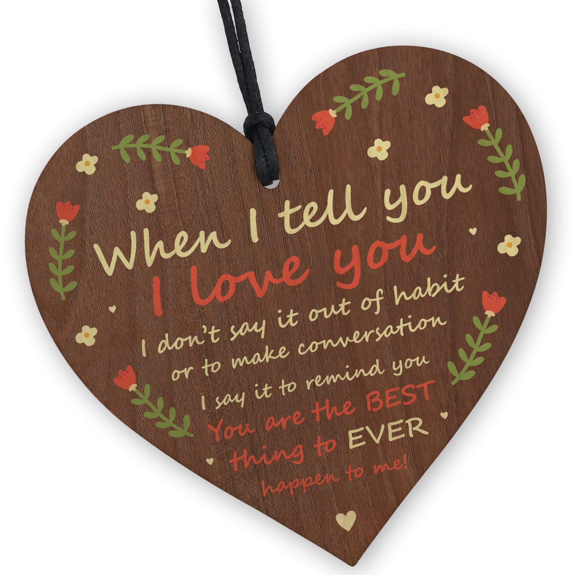 Red Ocean I Love You Plaque Anniversary Wood Heart Boyfriend Girlfriend Husband Wife Gift Keepsake Gift For Mum Dad Gift For Him Her