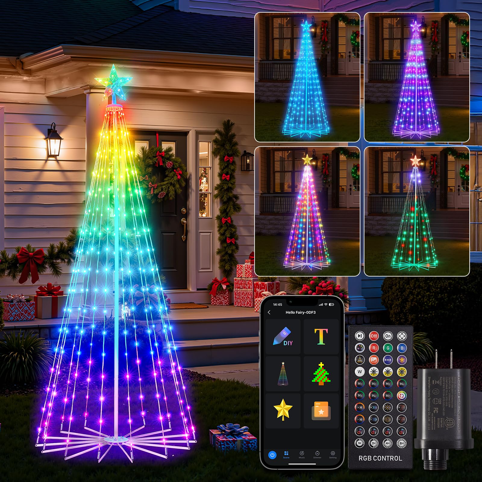 Amazon.com: Smart Christmas Cone Tree LED Lights, 7ft 295 Music