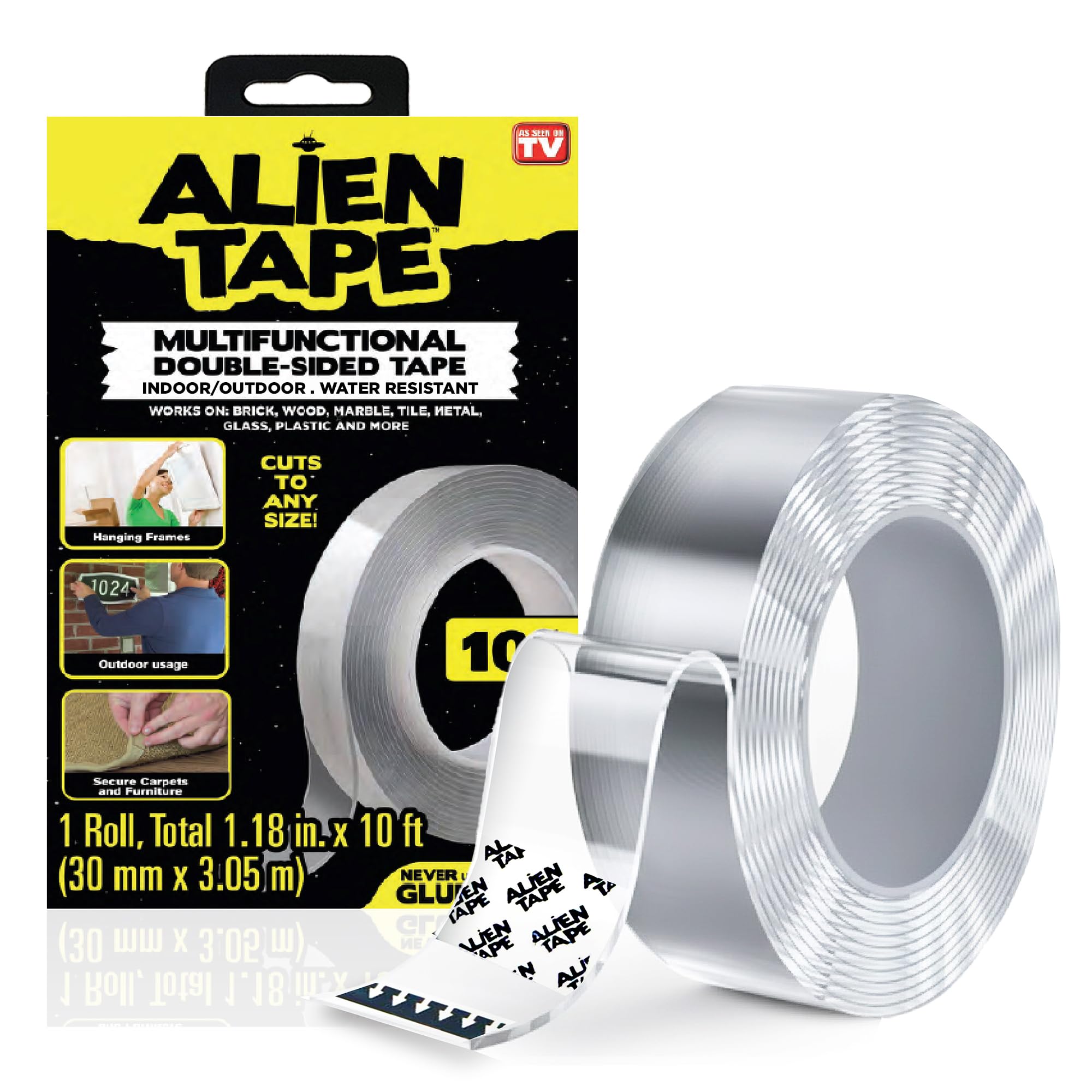 エイリアンテープ　１０本 ALIEN TAPE Heavy Duty Double Sided Tape, Nano Tape, Feet Clear