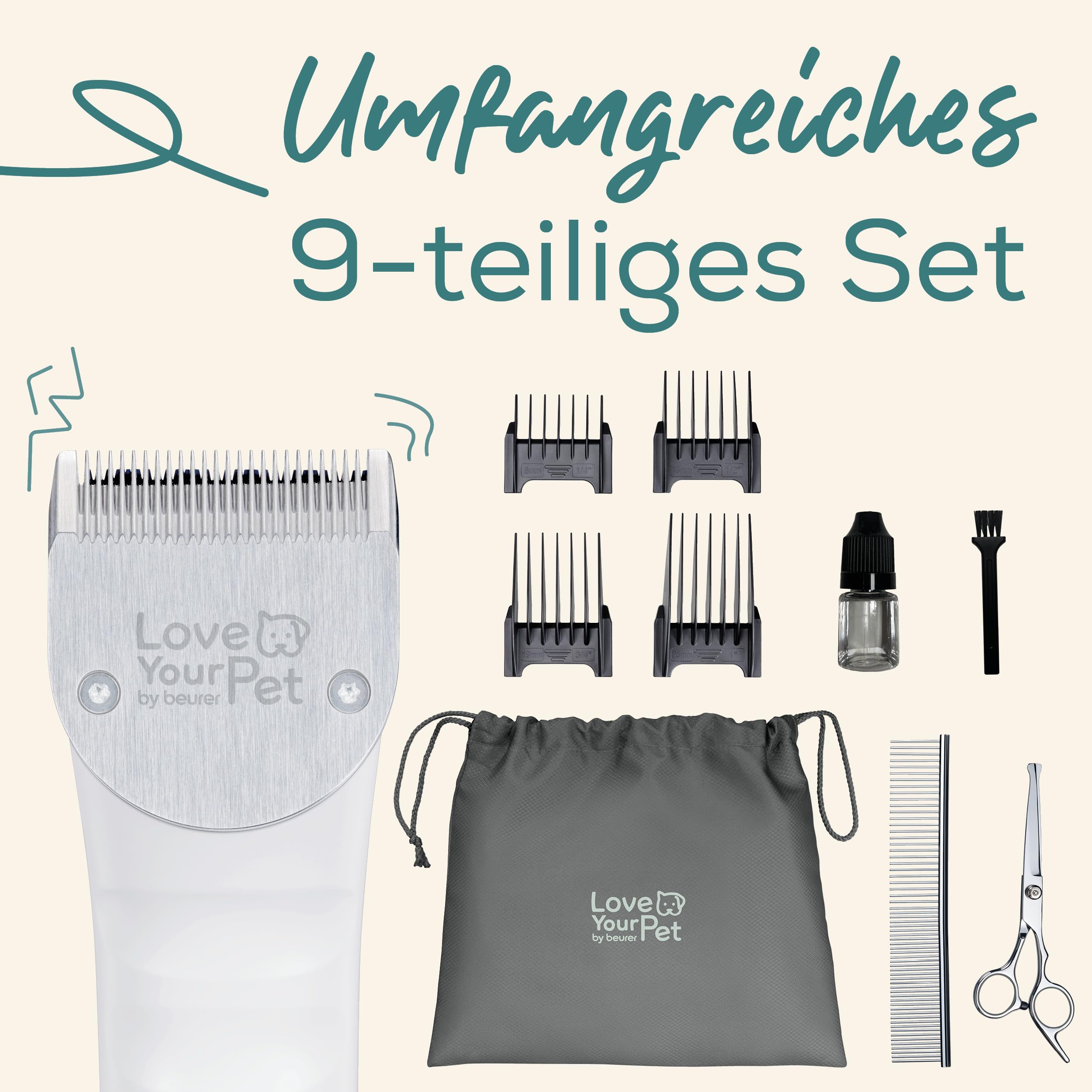 Beurer Love Your Pet Schermaschine "Fluffy" für Hunde und Katzen, leise