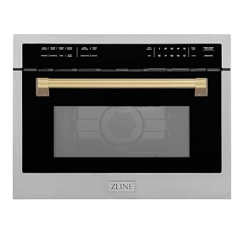 ZLINE Autograph Edition 24" 1.6 cu ft. Built-in Convection Microwave Oven in Stainless Steel and Champagne Bronze Accents