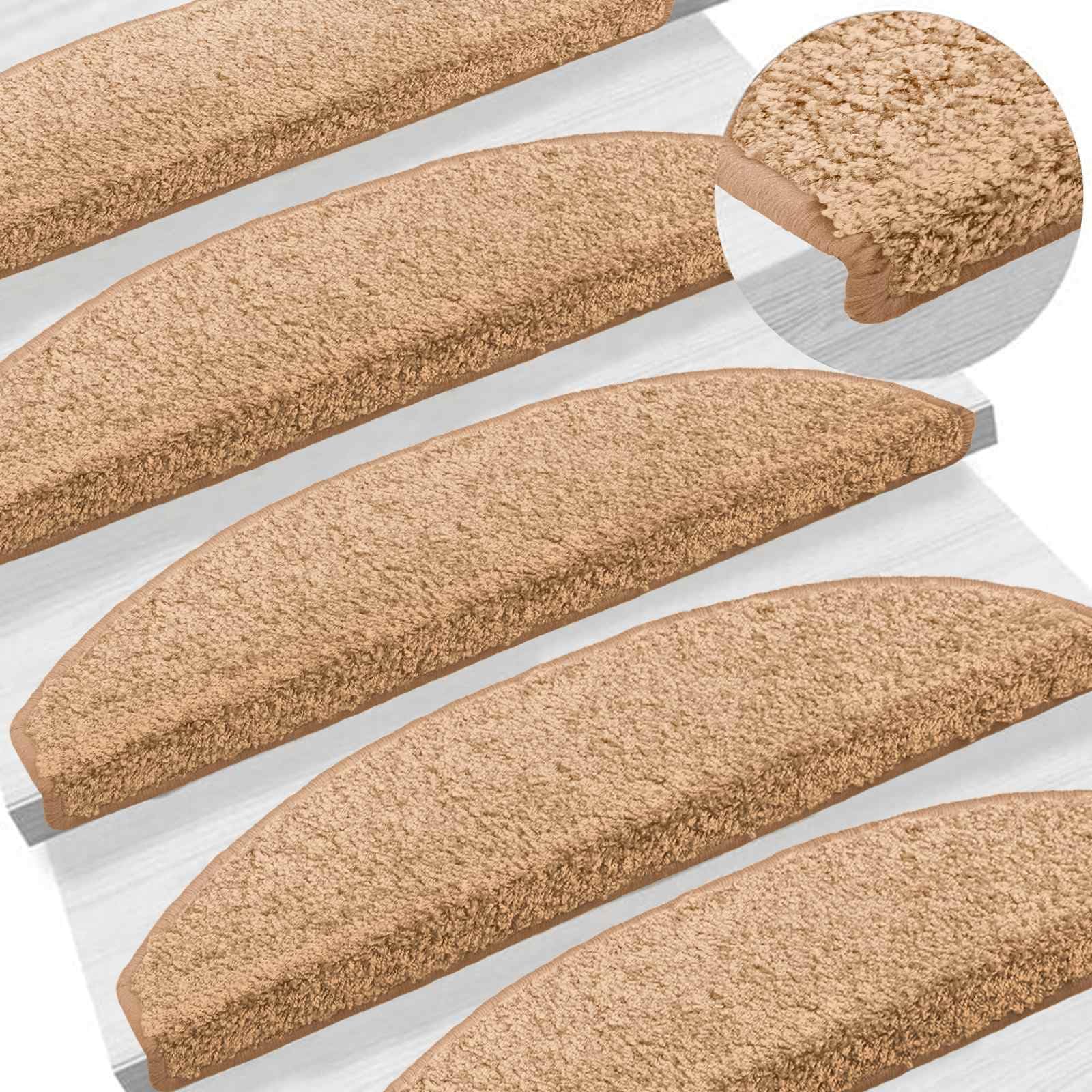 Tappetini autoadesivi per gradini 15 pz 80 x 24,5 x 3,5 cm beige