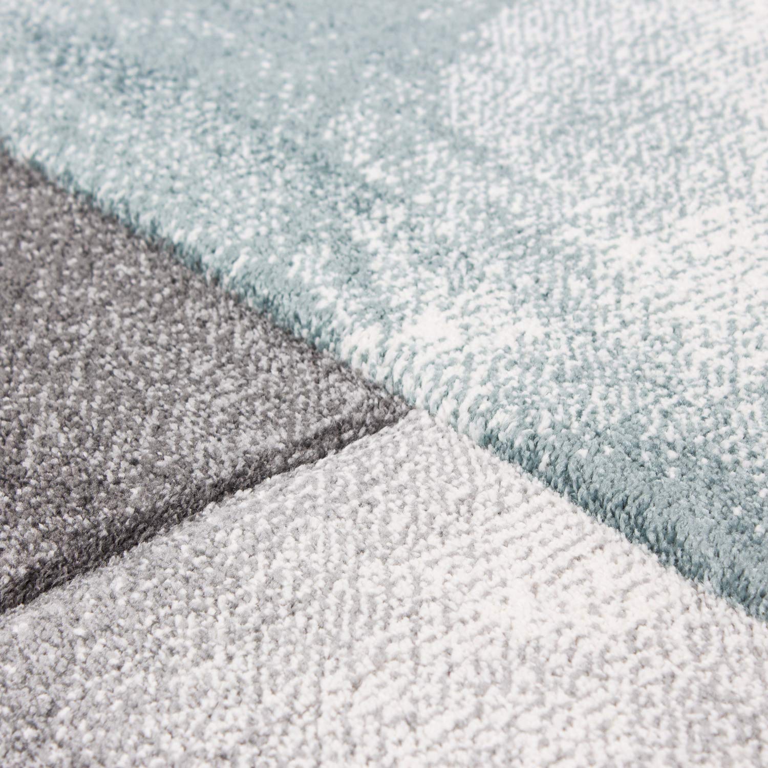 Tapis De Salon 160x240 Cm - Motif Carreaux Bleu/gris, Antidérapant, 100% Polyester - Neuf Avec étiquettes