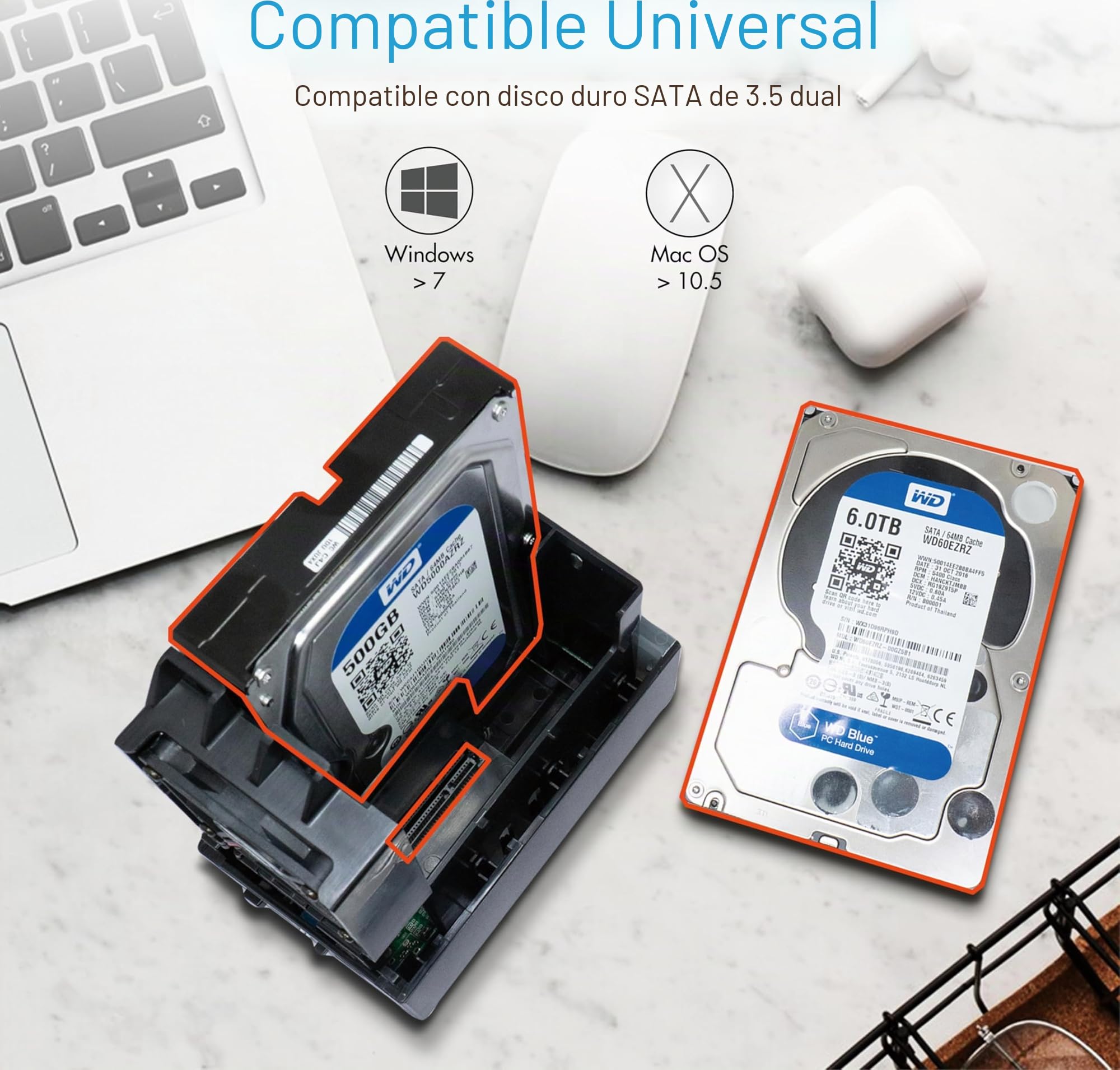 Icy Box IB-RD3621U3 60045 - Sistema Raid Externo (0/1/single/l) para 2 Discos Duros SATA de 3,5 Pulgadas, USB 3.0 (UASP), SATA III, Ventilador, Modo de Espera, Color Negro