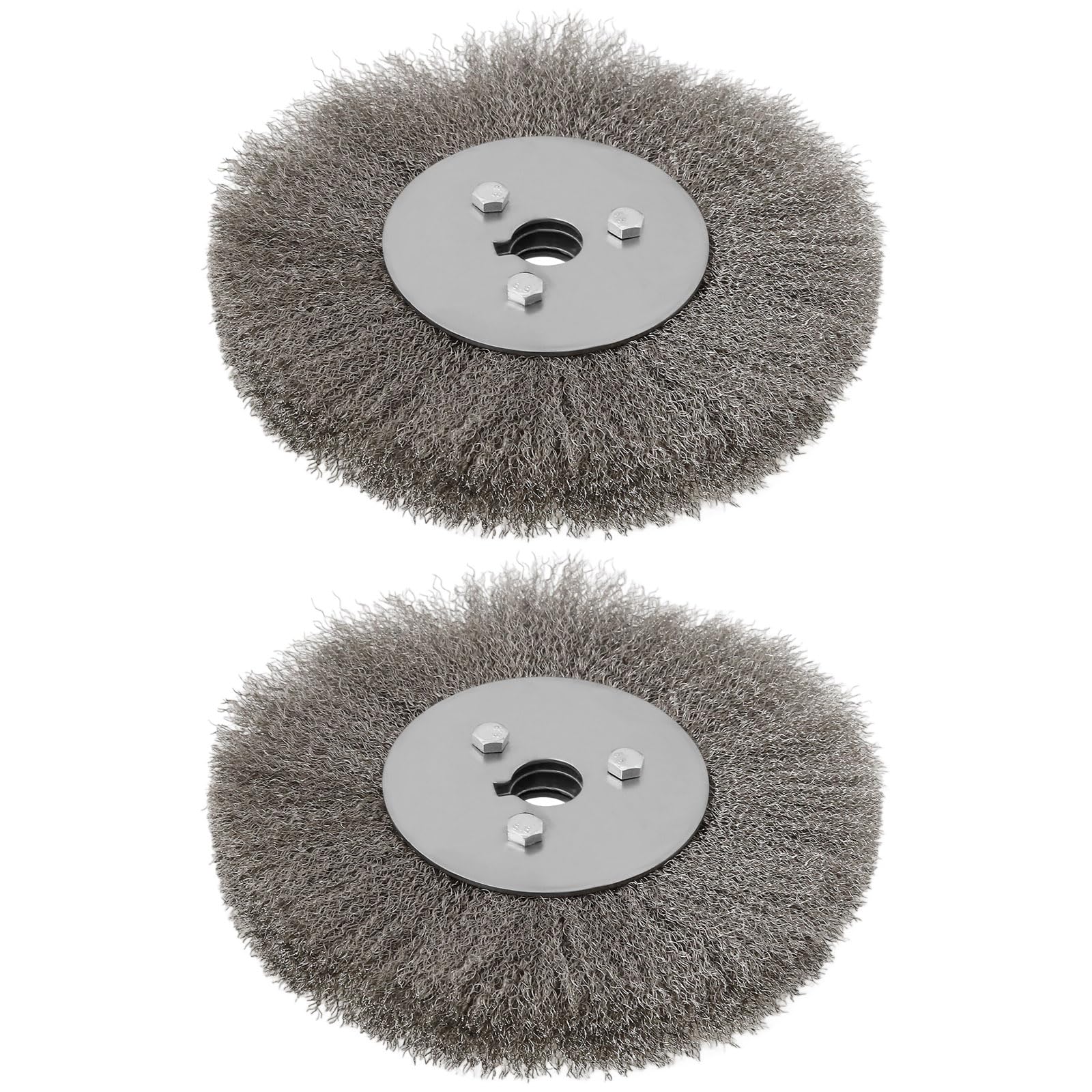 ECSiNG 2Pcs Stainless Steel Wire Brush Wheels 150mm Hole 16mm Wire Wheel Wire Crimped Wheel Brush for Deburring, Rust Removal, and Surface Finishing