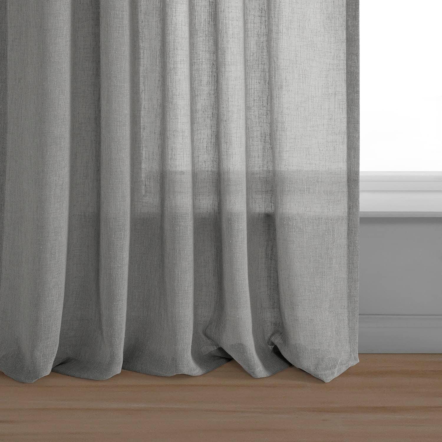 HPD Half Price Drapes Solid Sheer Curtains For Living Room Linen Texture 50 X 108 (1 Panel), SHCH-SS07163-108, Paris Grey