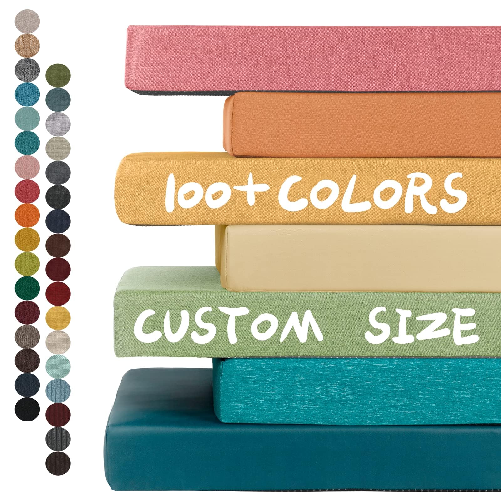 ROFIEJOX Custom Bench Cushion - Custom Cushions Size, Color, Style, Durability, Waterproof Fabric for Outdoor Indoor Seat Furniture, 50A High-Density Resilience Sponge