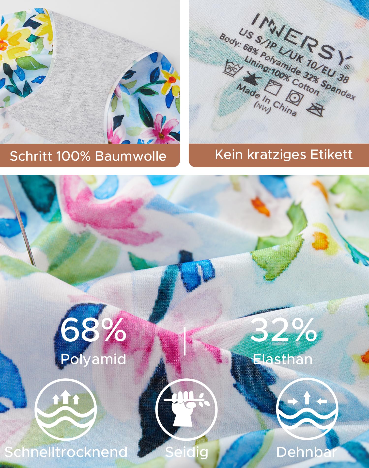 INNERSY Mutande Donna Senza Cuciture Vita Alta Slip Invisibili Microfibra Intimo Comodo Pacco da 3