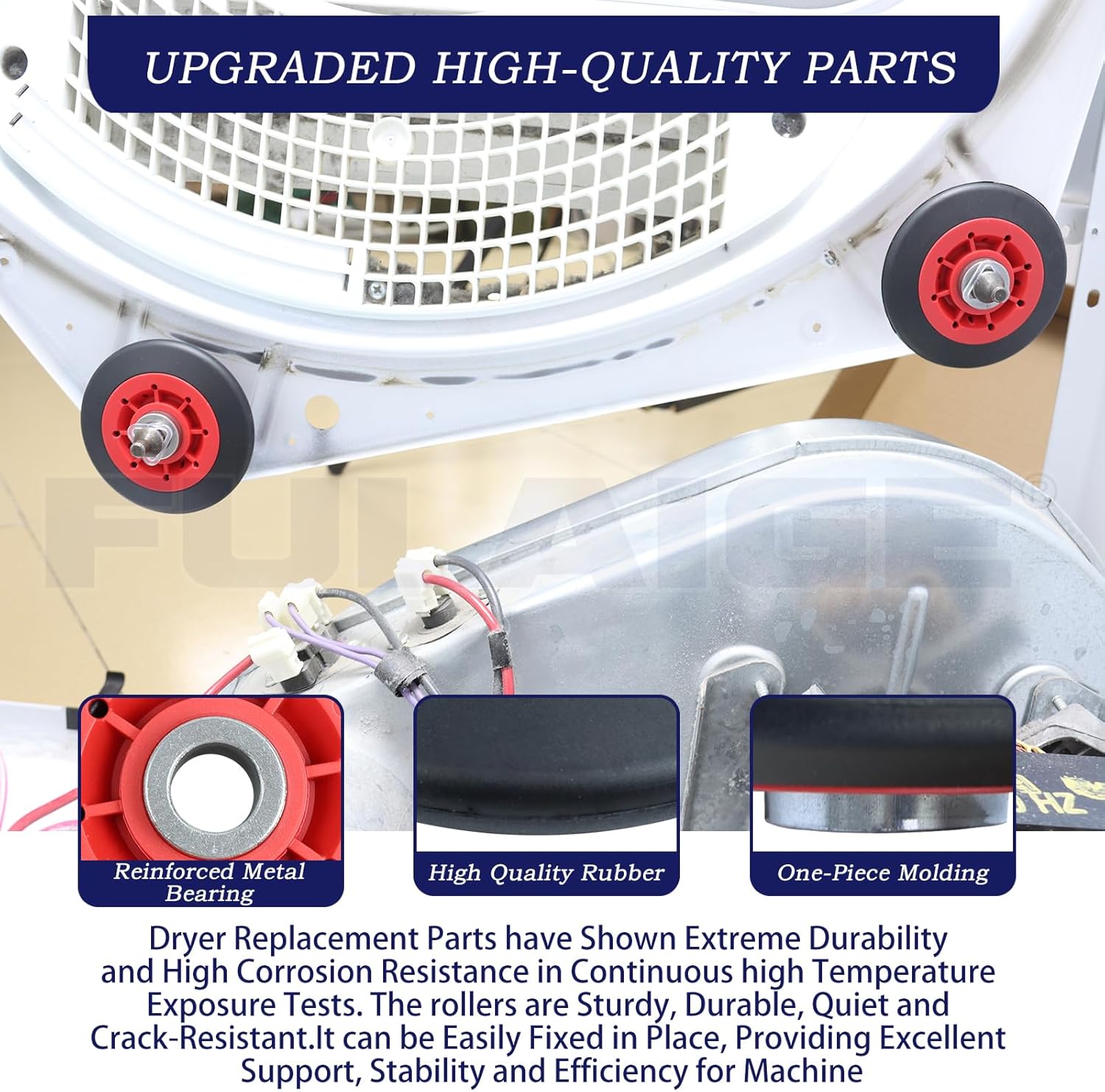 4392067 Dryer Repair Kit with 4 Pack WPW10314173 Drum Roller, W10837240 Dryer Idler Puley, 661570V Dryer Belt, W10359271 W10359272 Dryer Drum Support Roller Shaft for Whirlpool Maytag Dryer Parts