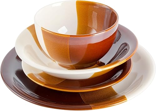 Miniatura 4 de Gibson Elite Autumn Canopy - Juego de vajilla de cerámica con doble tazón, servicio para 4 (16 piezas)