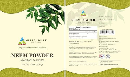 Miniatura 6 de HERBAL HILLS Neem Powder Azadirachta Indica  32 oz  Hoja de neem purahojas