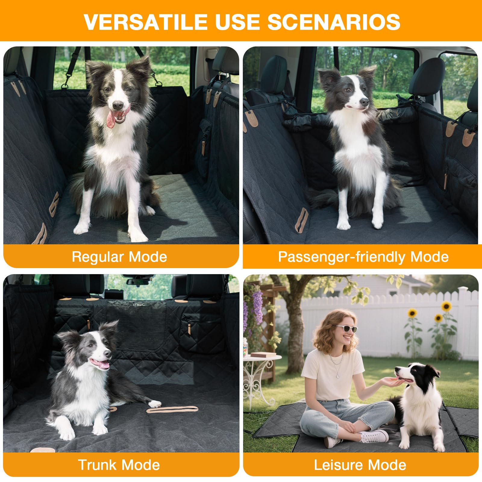 COMPAWNY Dog Car Seat Cover, Hard-Bottom Back Seat Extender for Pets, Waterproof Nonslip Hammock for Car, Backseat Dog Bed for Cars SUVs Trucks, Car Seat Protector, Universal Fit 52 x 25 in, Black - image 3