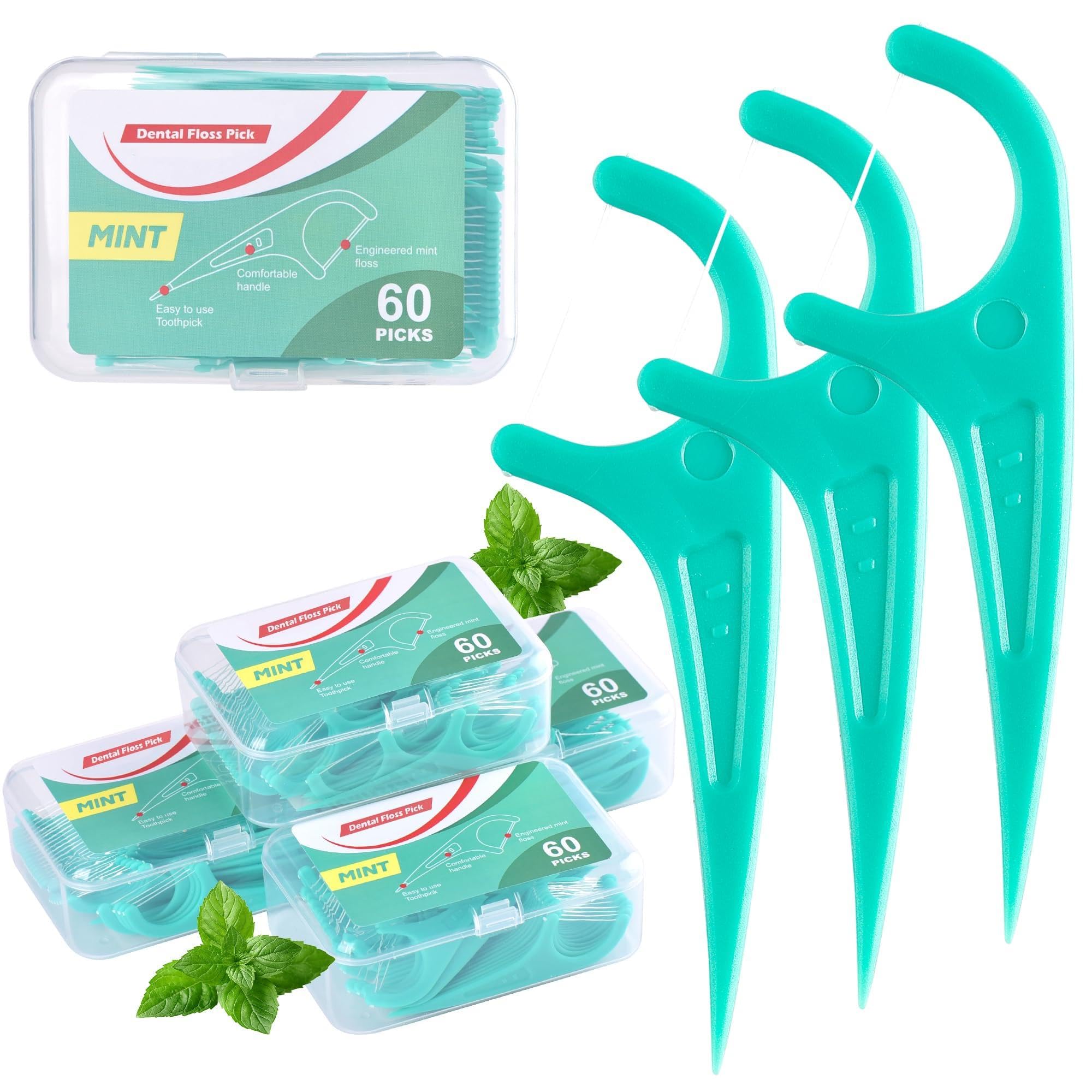 300 Pcs Filo Interdentale in UHMWPE con Sapore di Menta Piperita con Scatola di Conservazione Igienico e Portatile Cura Dentistica per Tutta Famiglia