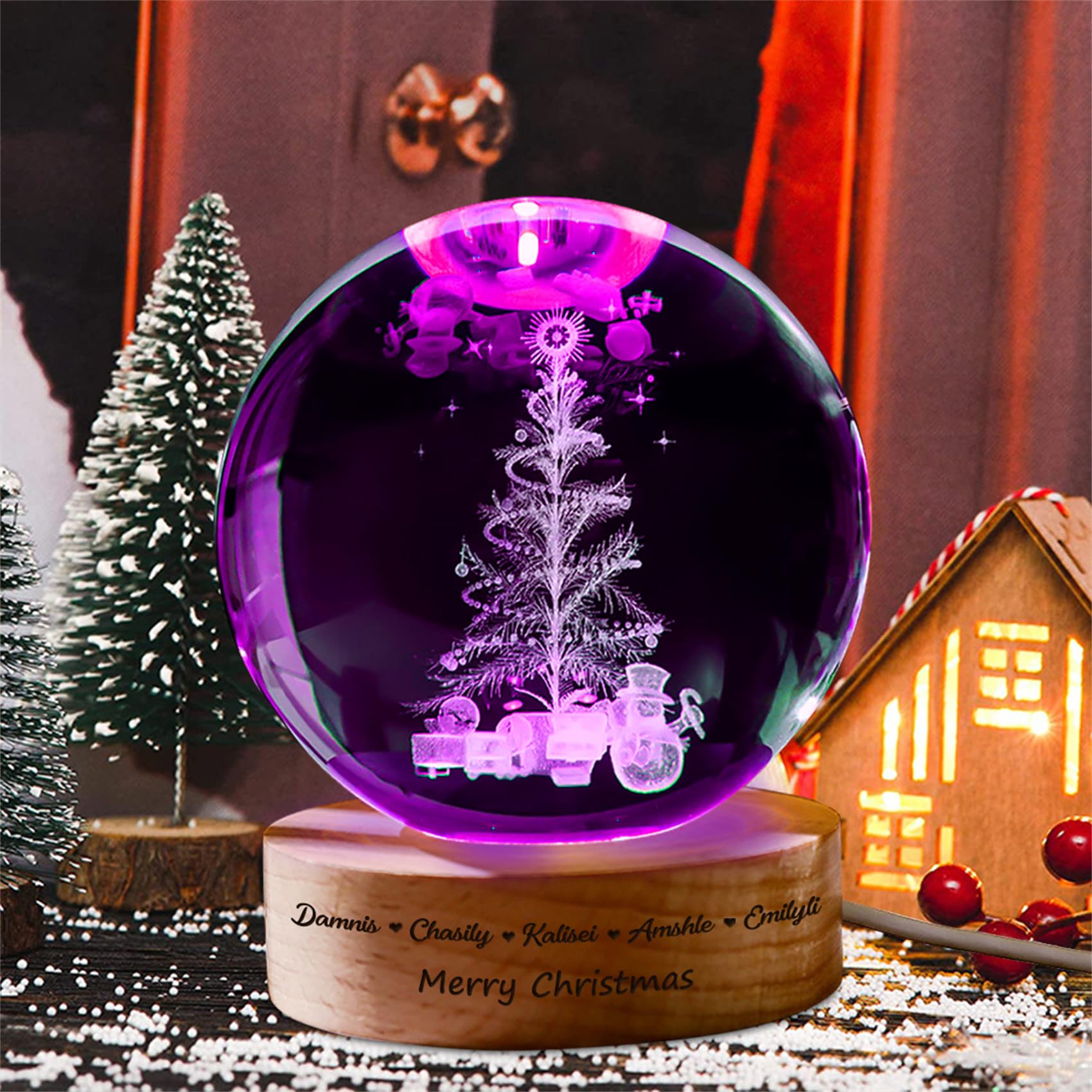 BRUBAKER LáPiz de Labios Rosa - Bola de Cristal Pintado a Mano - Boca Soplada Figuras de Decoración del arbol de Navidad Decoración Divertida Colgante Bola de arbol - 10 cm