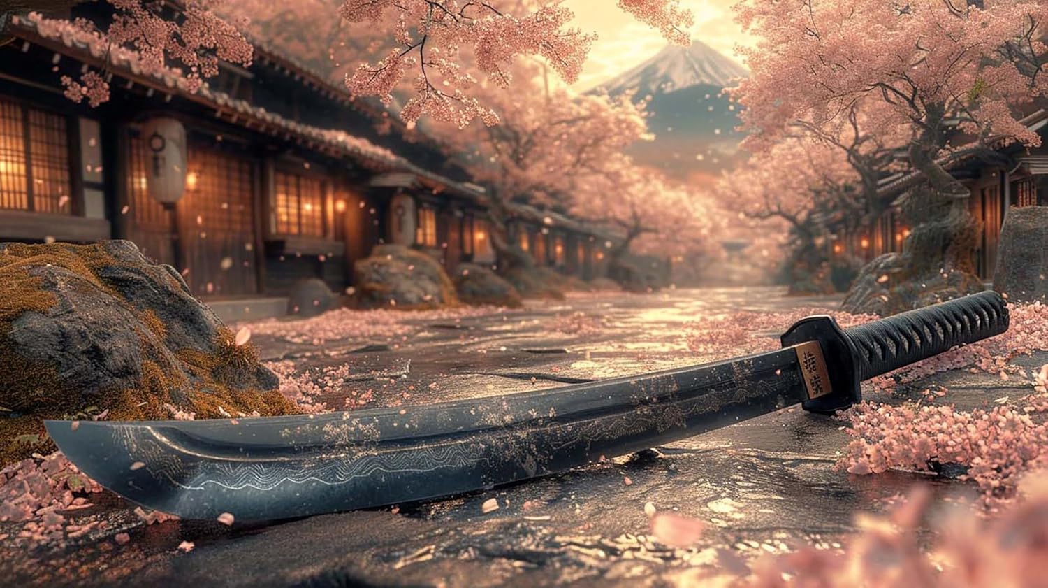 Diamond Painting Kits for Adults, 5D DIY Samurai Sword Diamond Art Paintng Cherry Blossoms Diamond Art, Square Full Drill Diamond Dots Gem Arts & Crafts Paintings Kits, Home Wall Room Decor 36x20in