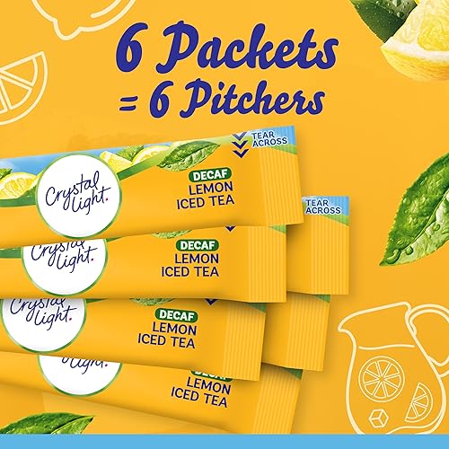 Miniatura 7 de Crystal Light - Mezcla de bebida en polvo con sabor natural a té helado de limón sin azúcar, descafeinado, 72 sobres para jarra