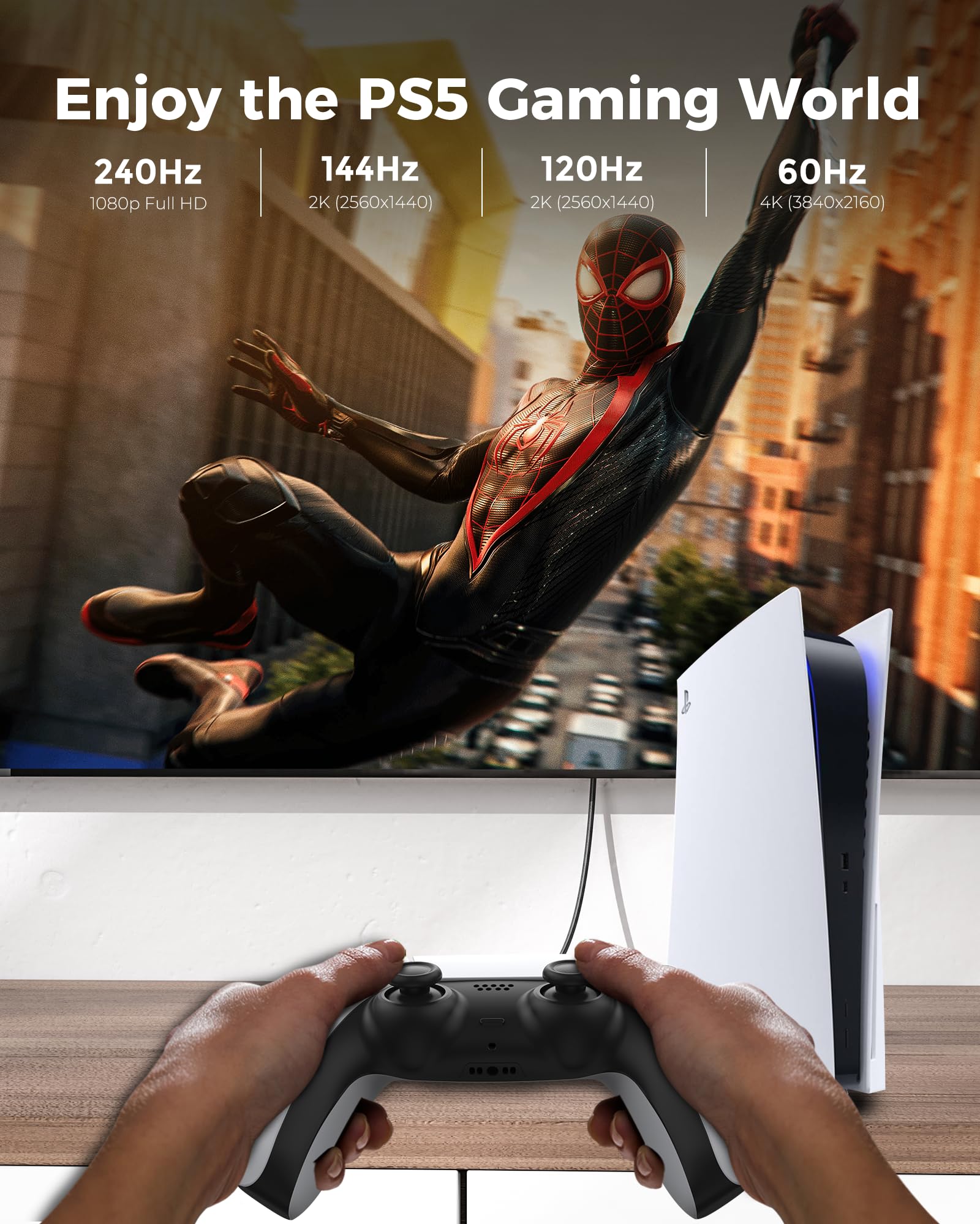 Silkland Cavo HDMI 4K 50cm 2K@144Hz con ARC HDR 3D UHD Ethernet, HDMI 2.0 cavo 4K @60Hz 18Gbps ad alta velocità, cavo HDMI corto per soundbar Blu-Ray Laptop TV TV proiettore PS4 PS5 Switch