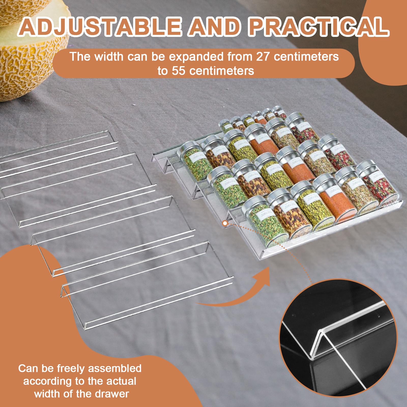 Portaspezie Da Cucina In Acrilico COXWANG 4 Ripiani – Organizer Trasparente Per Cassetti E Piani - 2