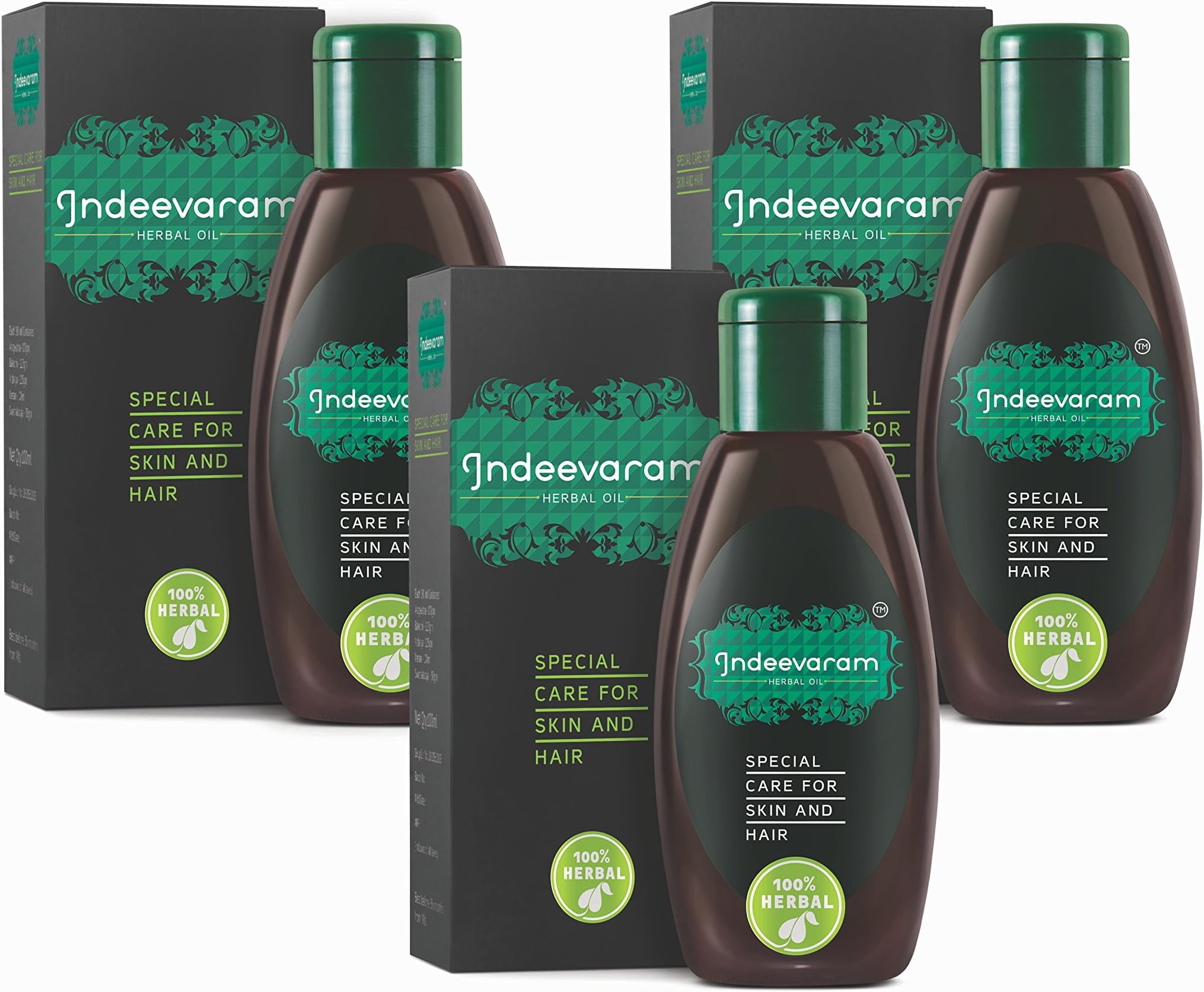 Indeevaram Herbal Oil for Hair and Skin – Pack of 3 (100 ml x 3)