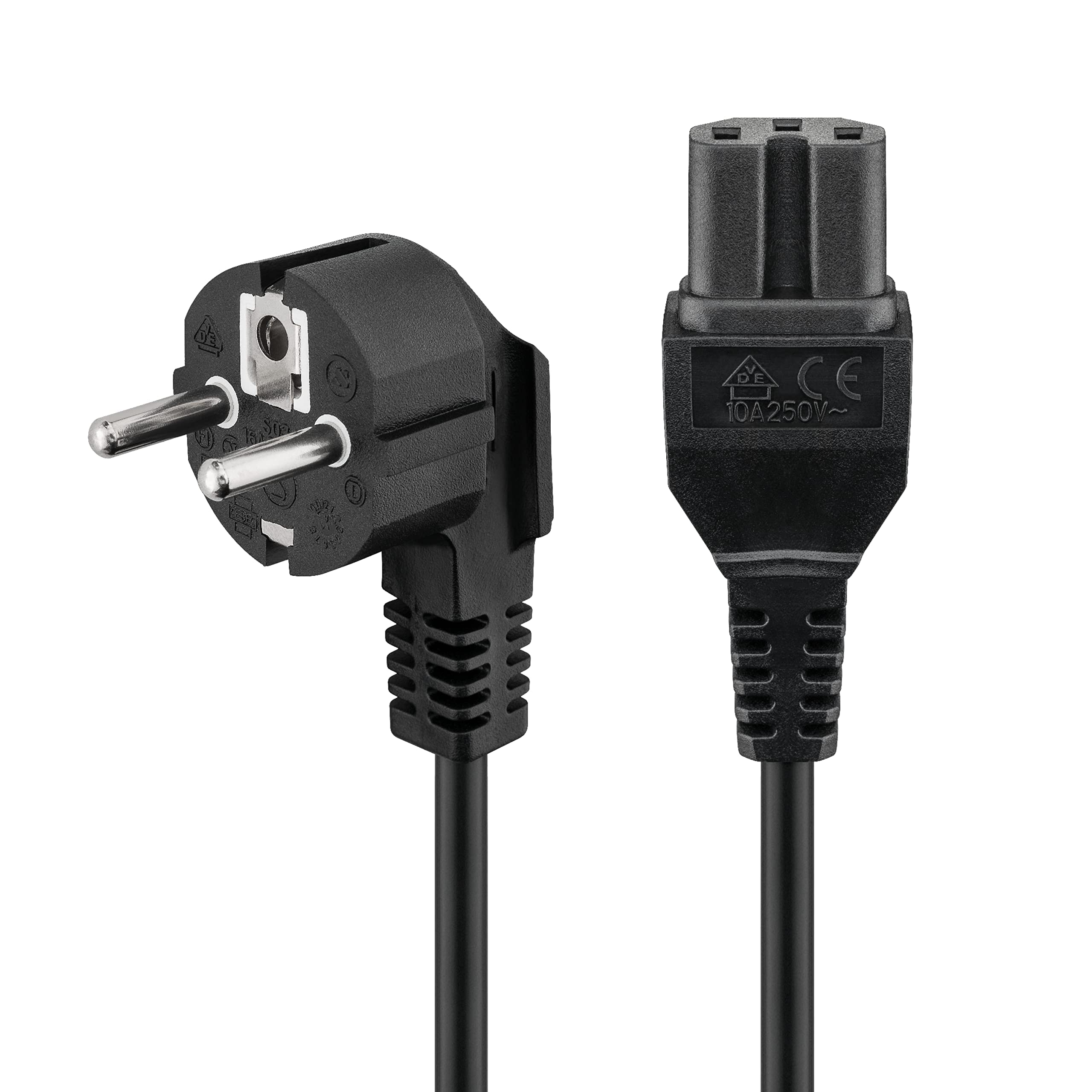Goobay 93277 Warmers/ hotplug 2m cable with Earthing Contact Plug, Black