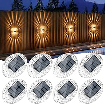 Quntis Outdoor Solar Wall Lamp Warm White 8Pcs, 360° Lighting Effect Outdoor Solar Fence Light, IP44 Waterproof Wireless Garden Light for Balcony Staircase Garage Corridor - Amazon Deal & Rabatt