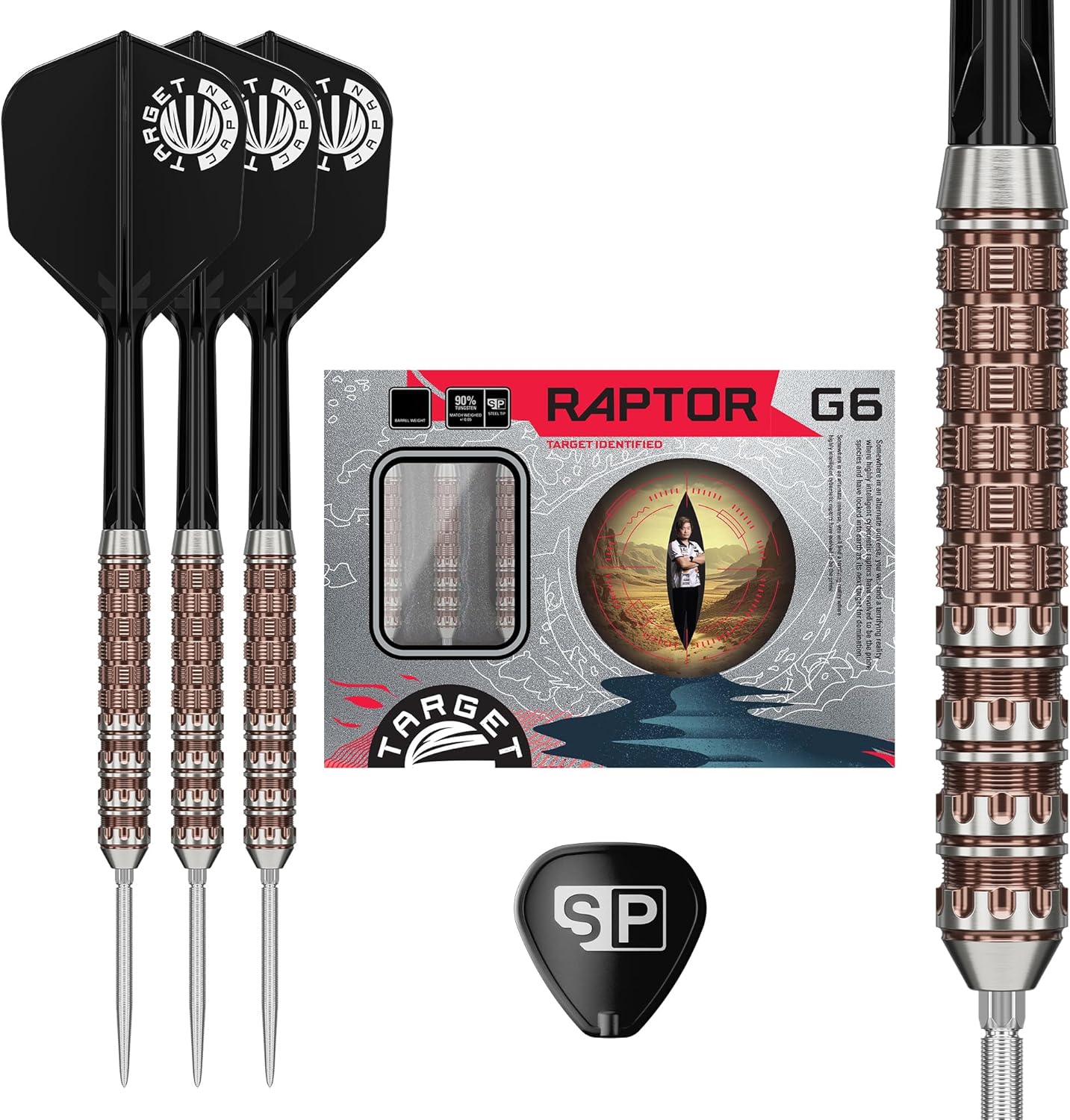 Target Japan Prime Series Raport Steel Tip Darts with Kflex, 22G/24G | 90% Tungsten Darts Set, K-Flex Rod Flights No. 6, Swiss Point Nano Tip, Player George Nishitani Gen 6