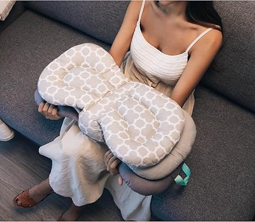 Miniatura 2 de Almohada de lactancia para lactancia materna y biberones, ideal para alimentar recién nacidos de 0 a 5 meses, 100% algodón, cojín de apoyo ajustable
