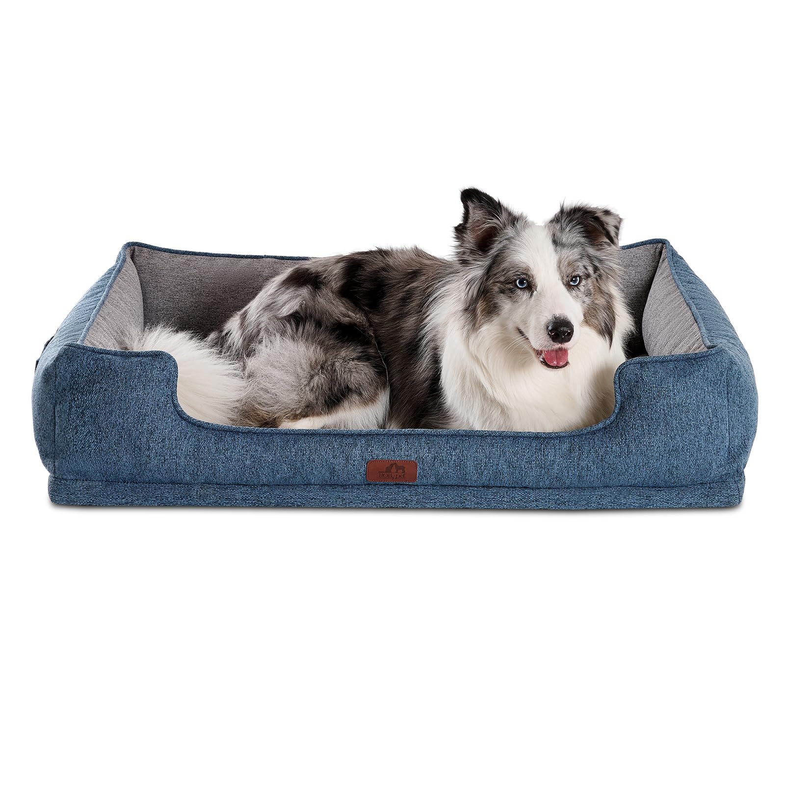 Hollypet Orthopedic Rectangle Dog Bed for Large Dogs Supportive Egg-Crate Foam Pet Beds with Removable Washable Waterproof Cover