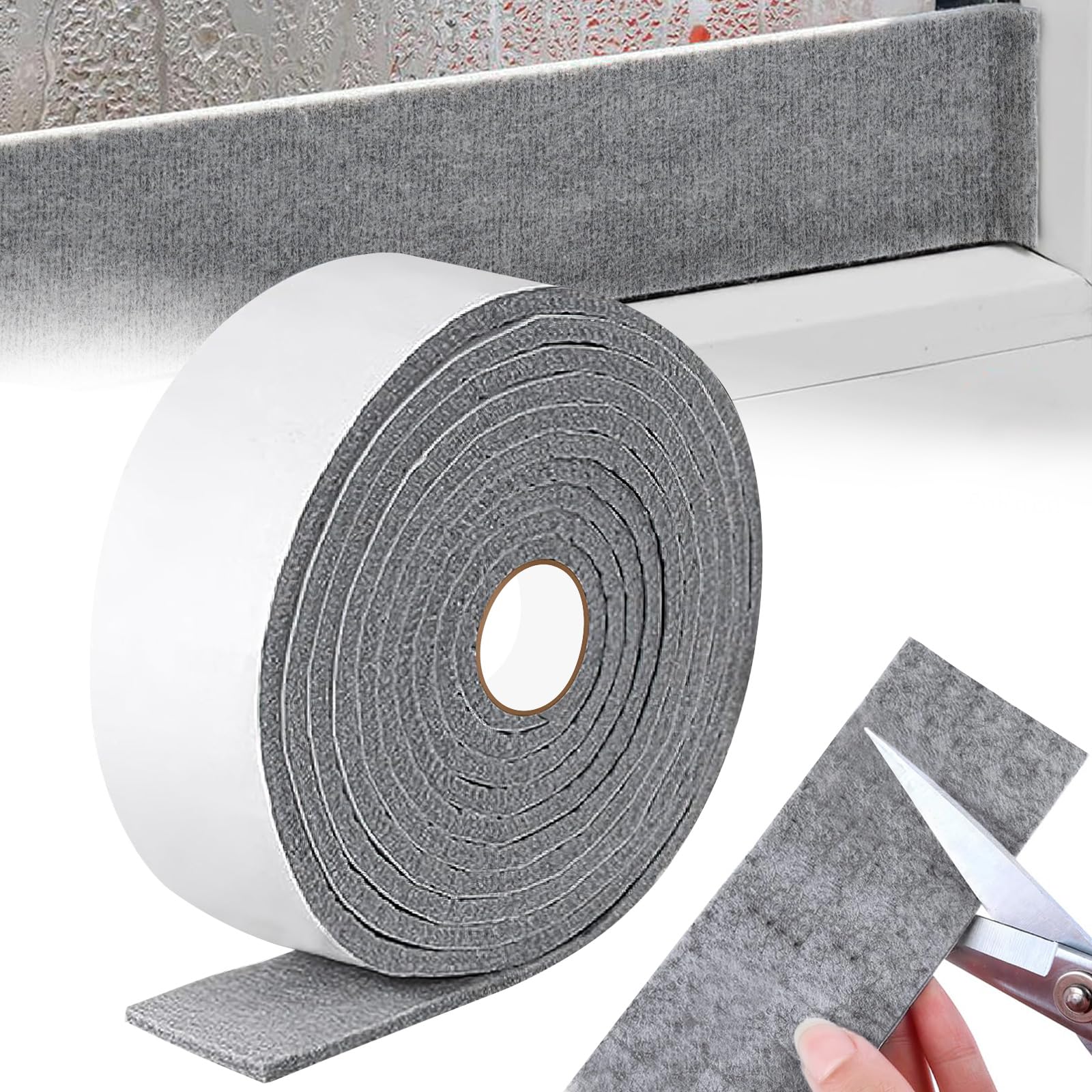 wordmouk Condensation Absorbers Strip 5 cm x 4 m Windows Absorbent Strips Anti Condensation Strips Self Adhesive Tape Window Moisture Absorbing Strip for Protect Windowsill Wooden Frames, Grey