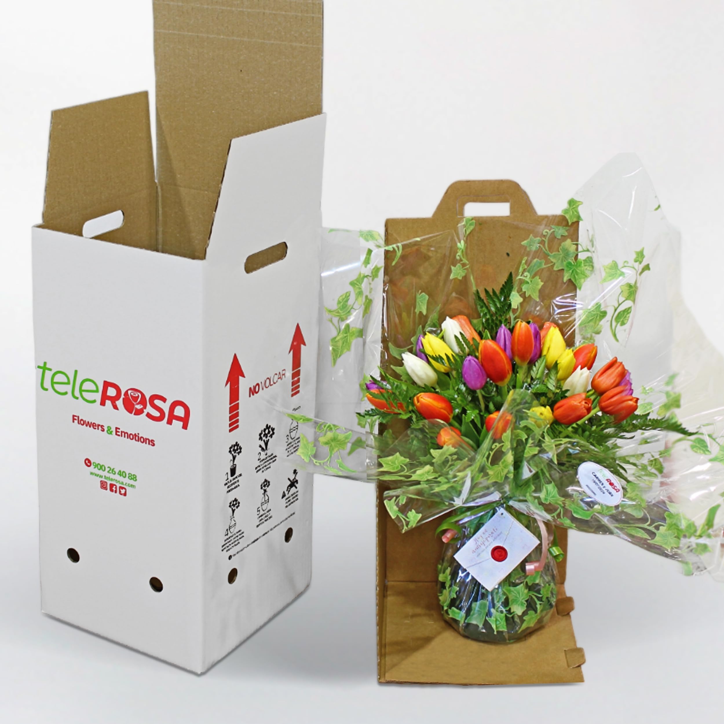 teleROSA Ramo 25 Tulipanes naturales - Flores naturales a domicilio – Tú decides la fecha y el horario de entrega de lunes a sábado - Incluye tarjeta dedicatoria Multicolor