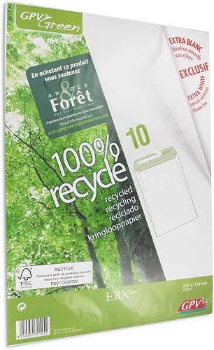 GPV - Paquet de 10 Pochettes - Format C4 (229x324 mm), sans fenêtre, qualité pap