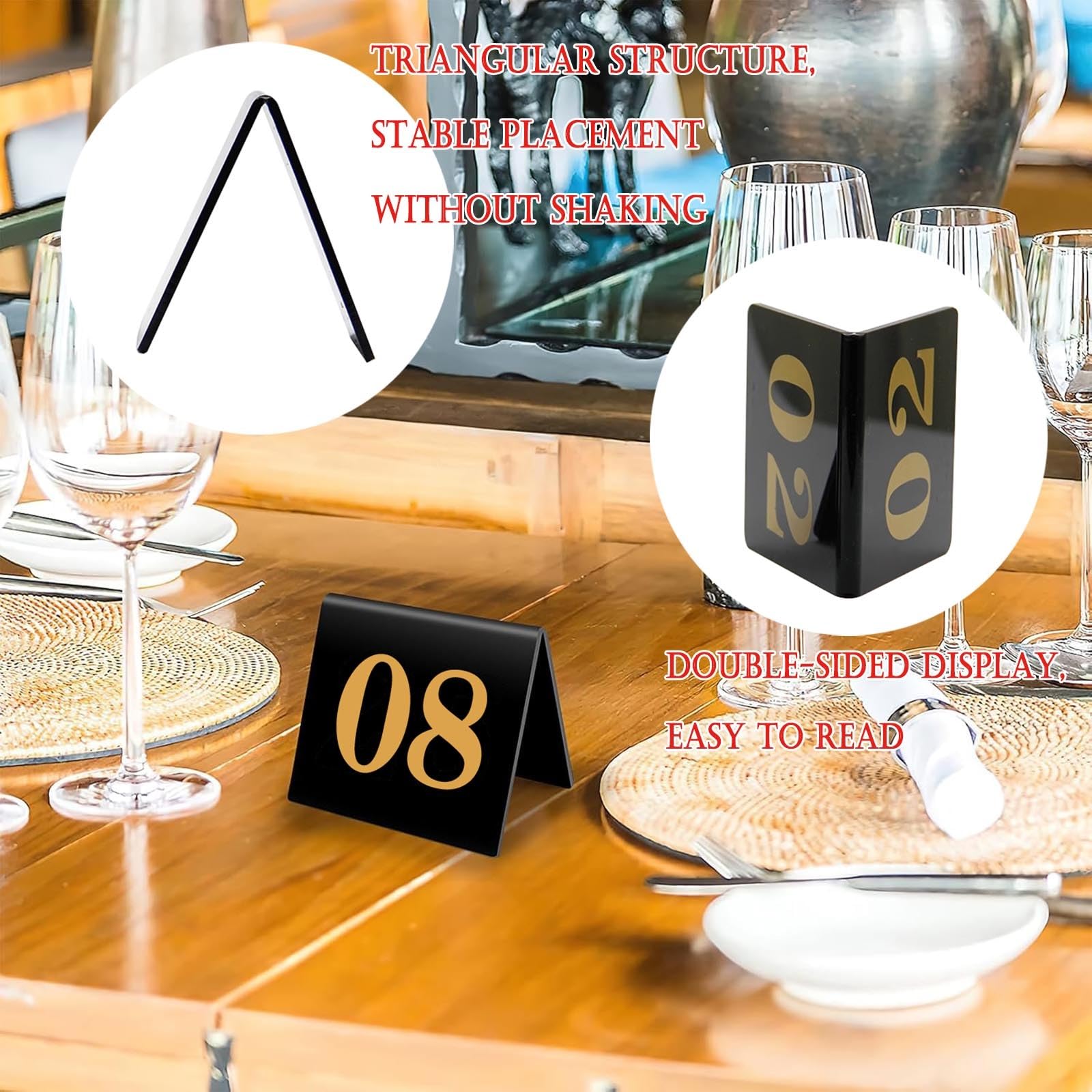 Stapelbare Tischnummern, Restaurant Hochzeit Sitzkarte, Platzkarten Mehrweg | Doppelseitig Zahlen Acryl Tischschild, 1-25 Tisch Zahlenkarte, Tischkarten for Party Bankette Bars