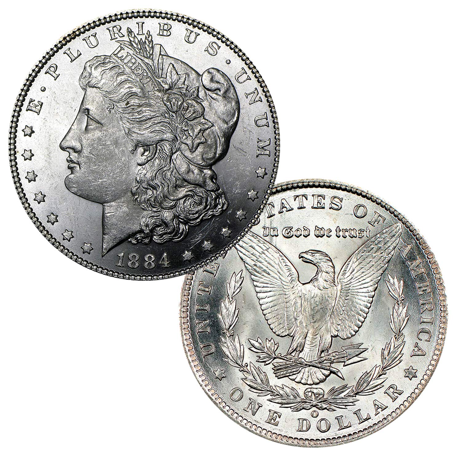 USA 1884 O Morgan 90% Silver Dollar Coin - $1 Brilliant Uncirculated United States Mint