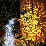VOOKRY Poubelle d'arrosage avec lumières, Grandes lampes solaires suspendues à l'extérieur imperméable, Décor décoratif de jardin solaire en métal rétro pour jardin extérieur de porche de jardin de patio, Cadeaux pour les femmes Mom grand-mère fête des mères