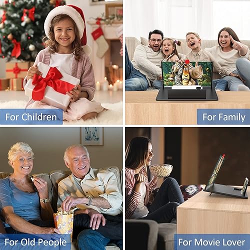 Miniatura 7 de Lupa de pantalla de 12 pulgadas pantalla de proyector de lupa de teléfono móvil 3D HD para películas videos y juegos soporte plegable para teléfono