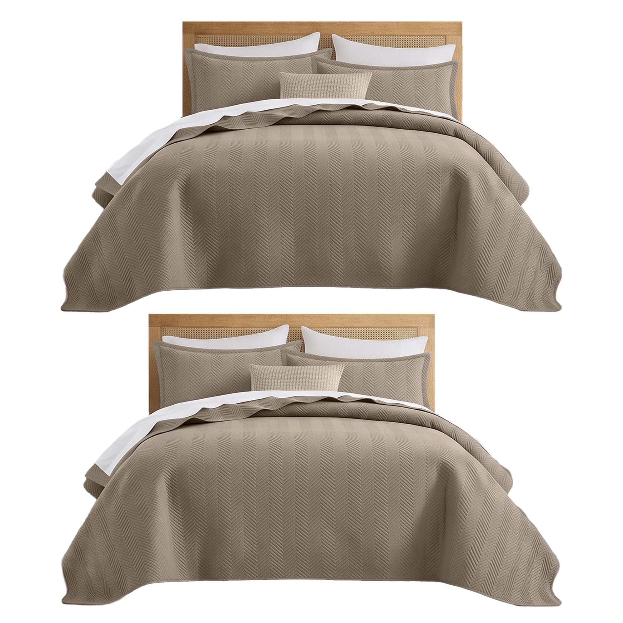 IR Imperial Rooms Twin Quilt Bedding Set Camel Bedspread Wave 2 Pack