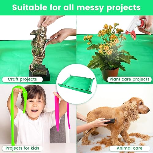 Miniatura 4 de 3 alfombrillas grandes para macetas de 39.5 x 31.5 pulgadas para plantas de interior, trasplantes y control de suciedad, regalos de jardín para